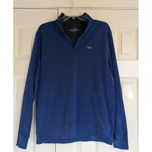 Vineyard Vines Sweater Men's M Mock Neck 1/4 Zip Pullover Knit Blue
